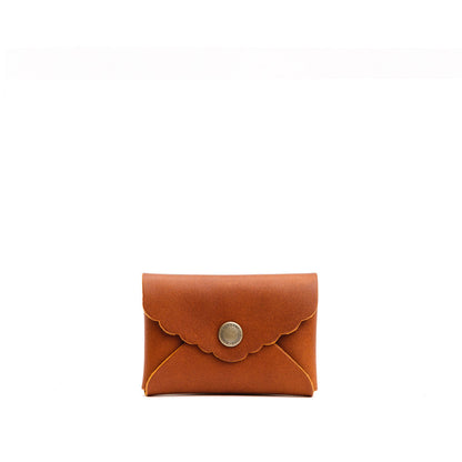 Honey | Small leather wallet with scalloped edge