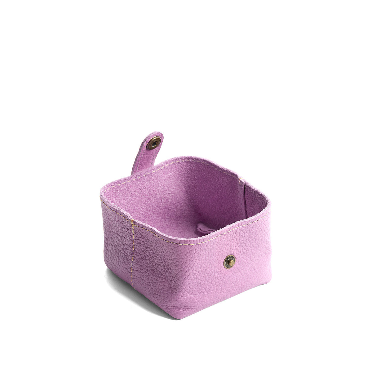 Calla Lily | Foldable square leather pouch with snap closure open