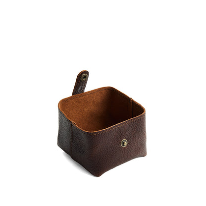 Coldbrew | Foldable square leather pouch with snap closure open