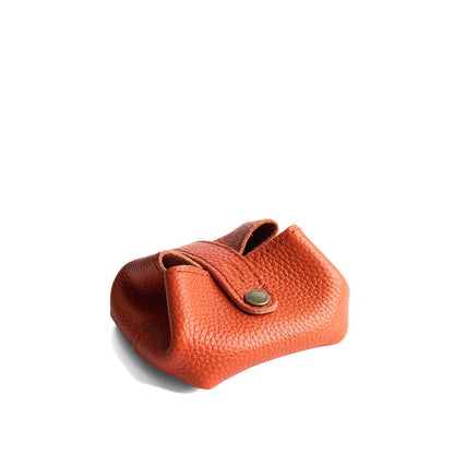Koi | Foldable square leather pouch with snap closure closed