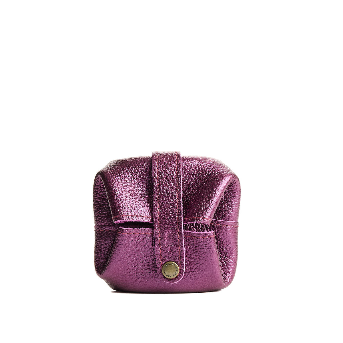 Ultra Violet | Foldable square leather pouch with snap closure closed