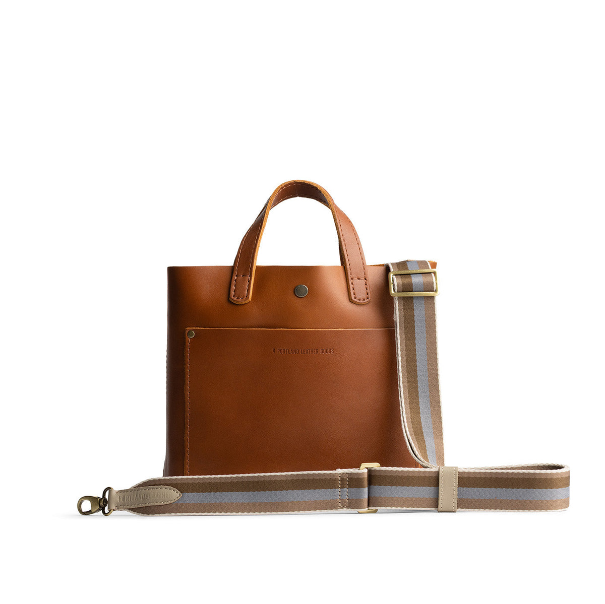 Olive Moss | Strap with stripe pattern and brass-toned hardware