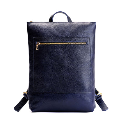 Cobalt | Rectangular slim leather backpack