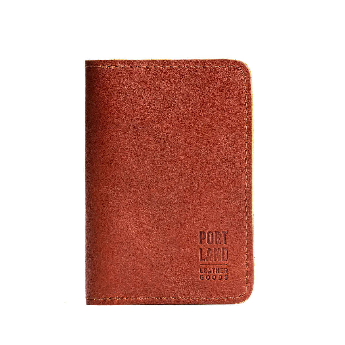 Chestnut | Leather passport case with PLG logo