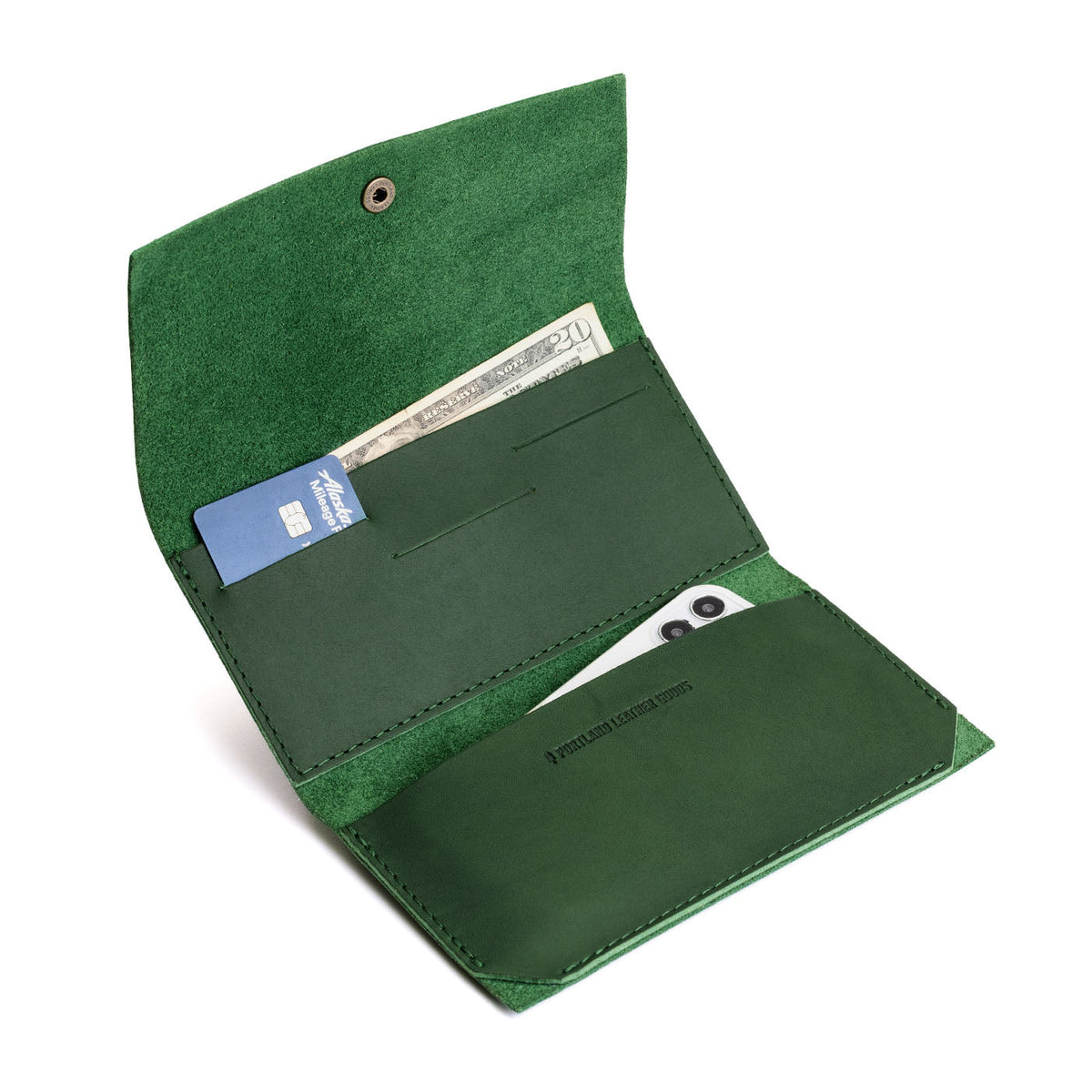 Aruba | Leather wallet with snap closure open