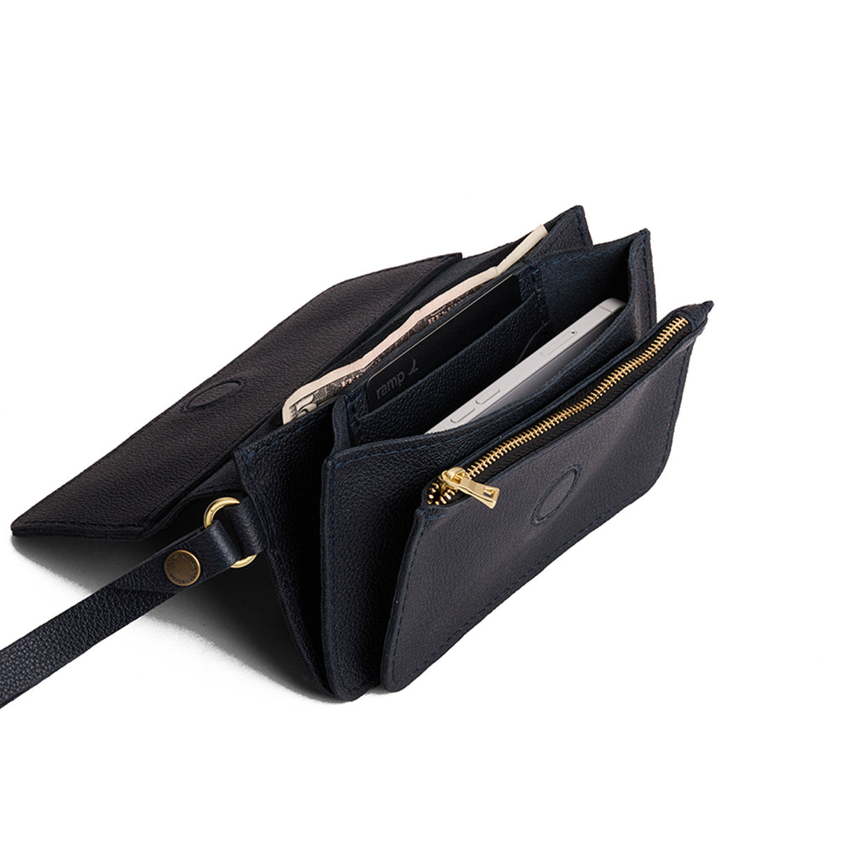 Night Owl | Leather wallet clutch with wristlet and magnetic closure