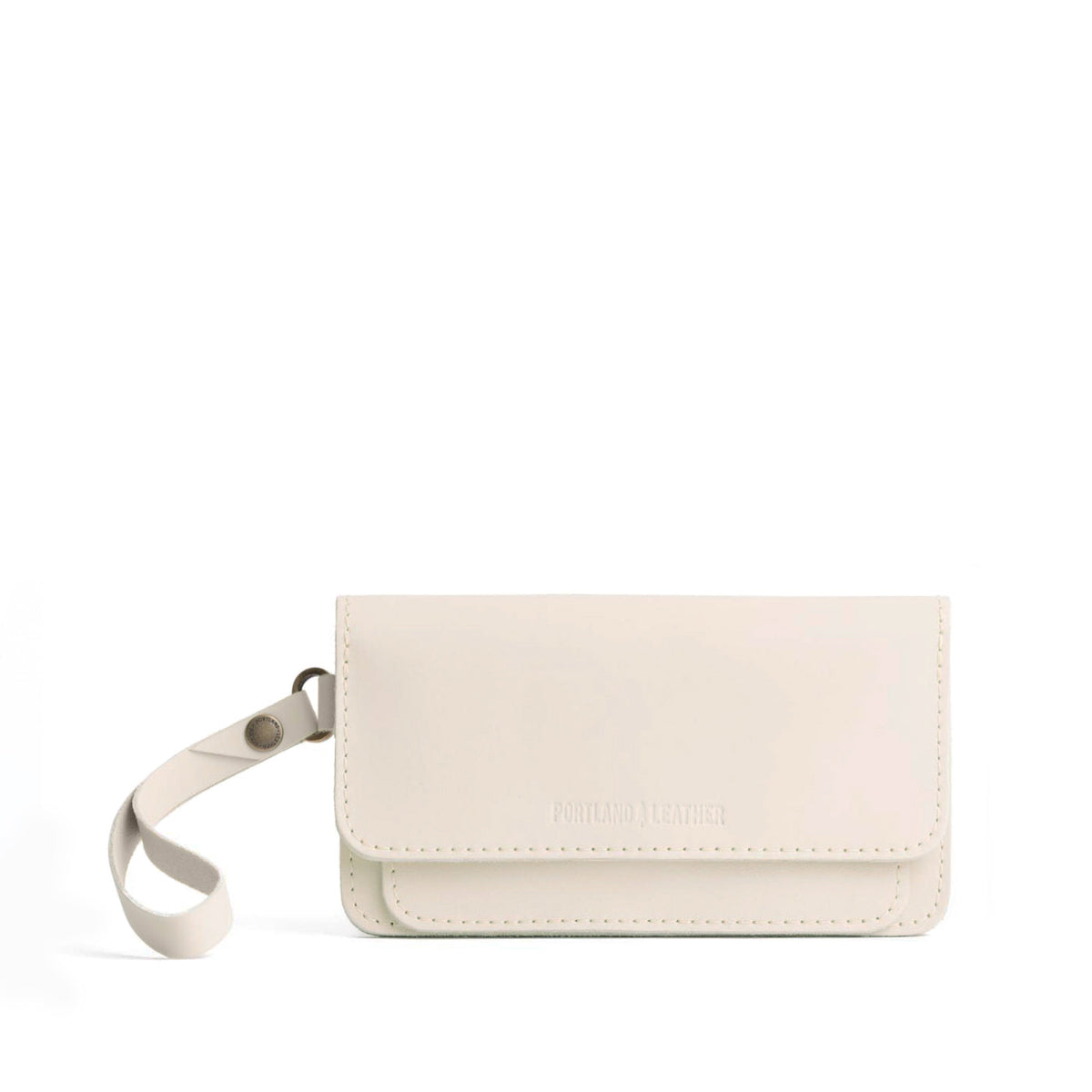 Bone | Leather wallet clutch with wristlet and magnetic closure