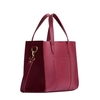 Berry Good | Structured mid-size tote bag with overlapping panels and crossbody strap