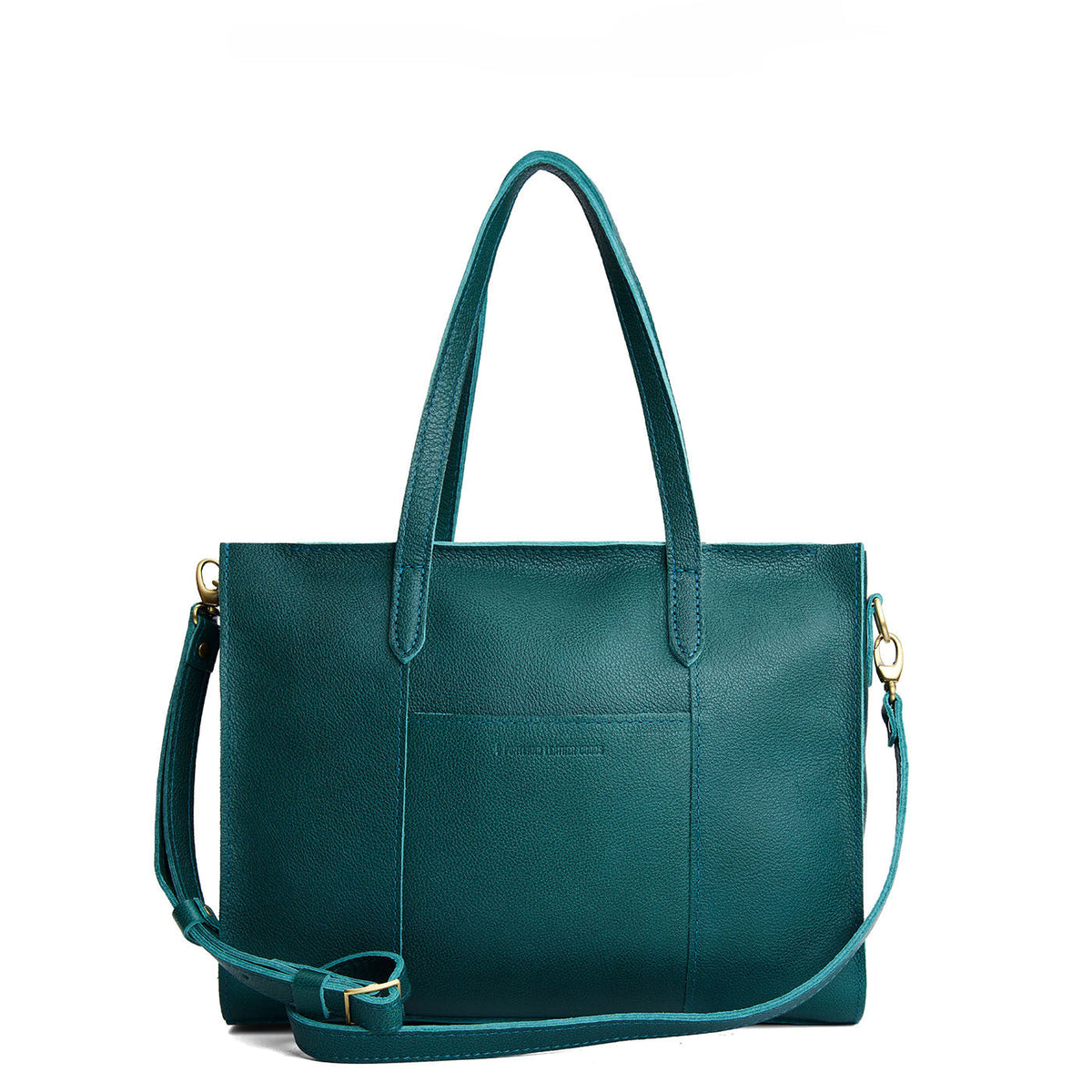 Sea Glass*East/West | Structured wide tote bag with overlapping panels and crossbody strap
