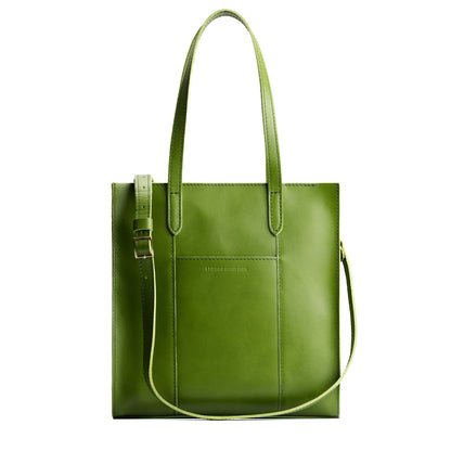 Green Apple*North/South | Structured large tote bag with overlapping panels and crossbody strap