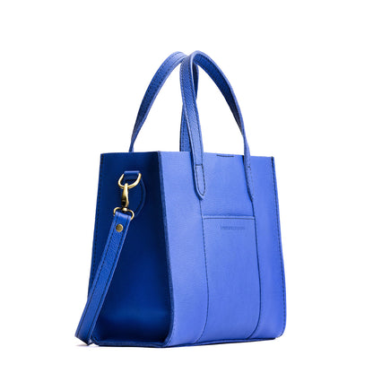Astro Blue | Structured mid-size tote bag with overlapping panels and crossbody strap