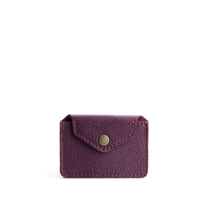 Plum | Small leather wallet with snap closure
