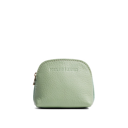 Pistachio*Mini | Compact leather pouch with top zipper