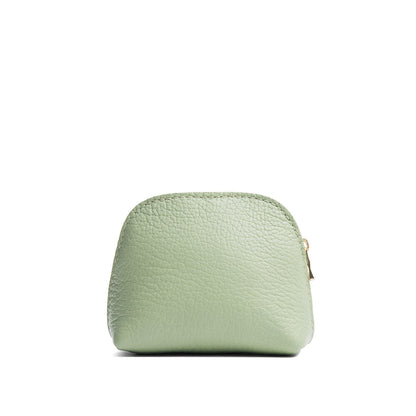 Pistachio*Mini | Compact leather pouch with top zipper