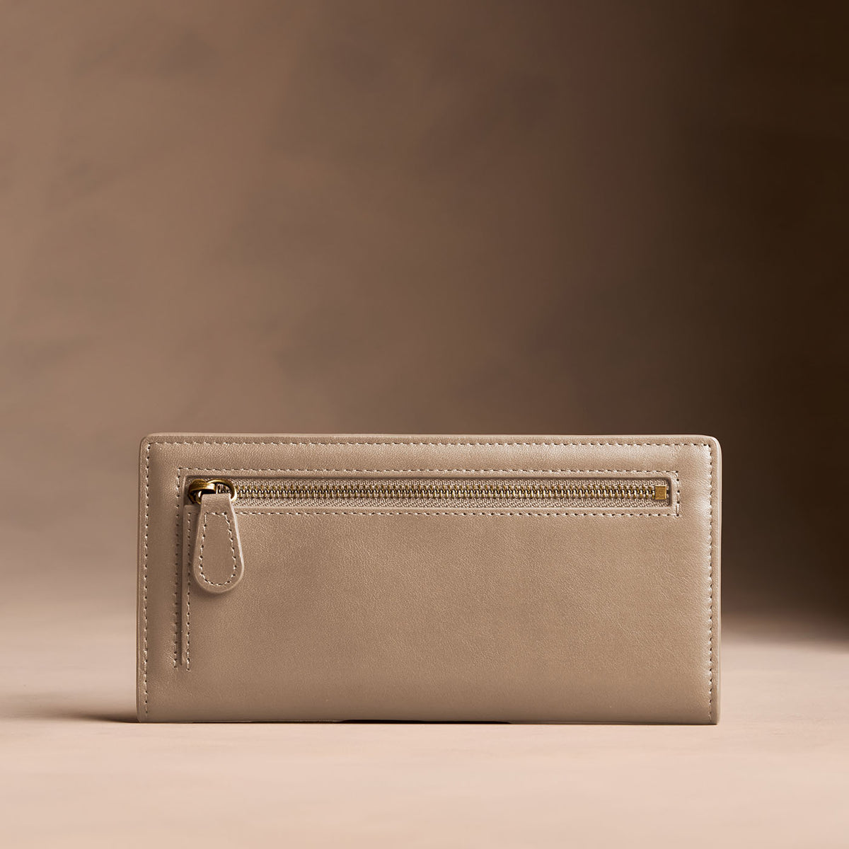 Satine*Large | Slim leather bifold wallet with multiple card slots and a zippered back pocket