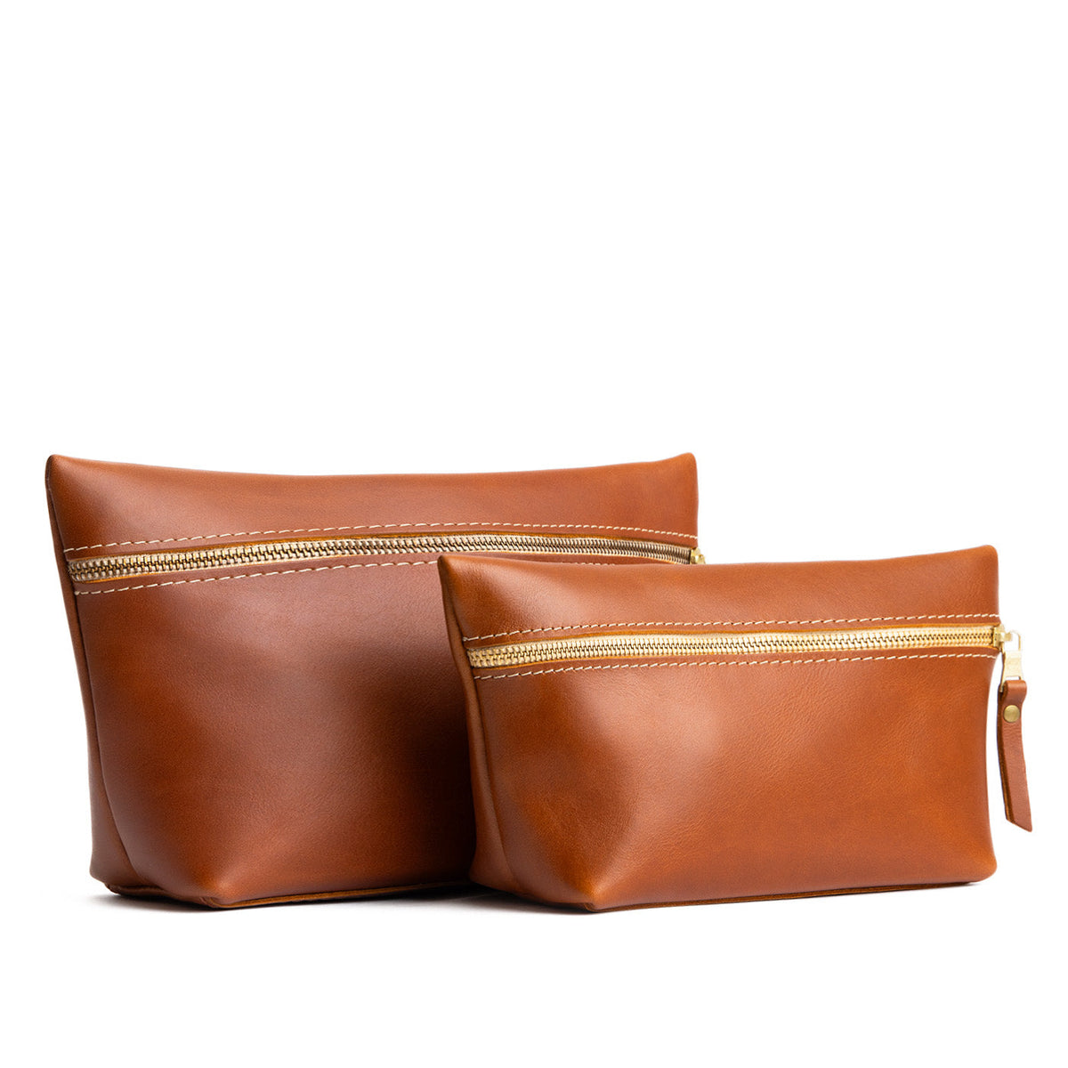 Honey | Two large leather makeup bags with zipper
