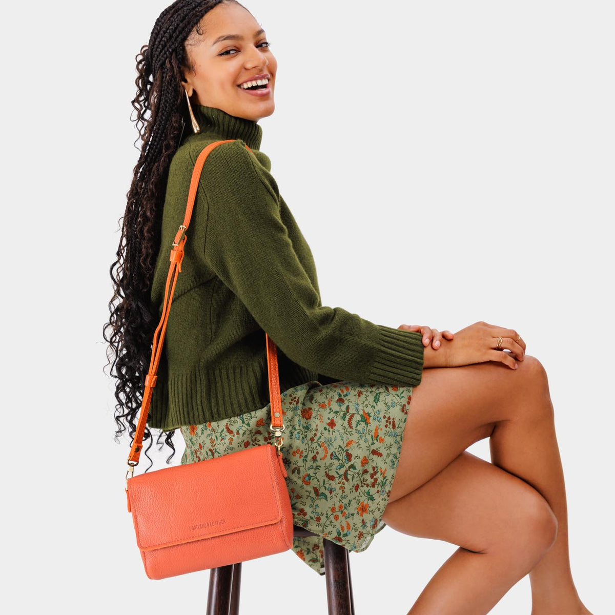 Koi*Medium | Leather Crossbody Bag with Magnetic Messenger Bag Closure