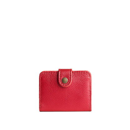 Reba Red | Small leather bifold wallet with snap closed