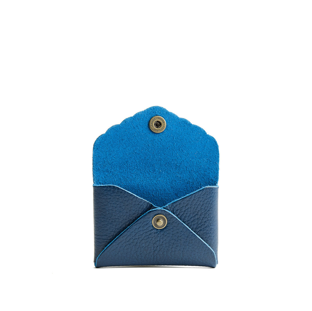 Caspian | Small leather card wallet with scalloped edge open