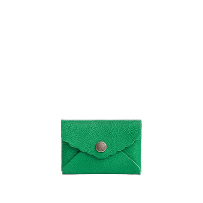 Jolly Green | Small leather card wallet with scalloped edge