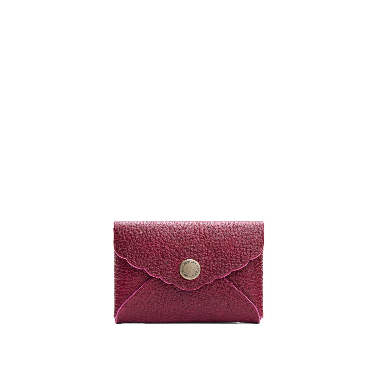 Orchid | Small leather card wallet with scalloped edge
