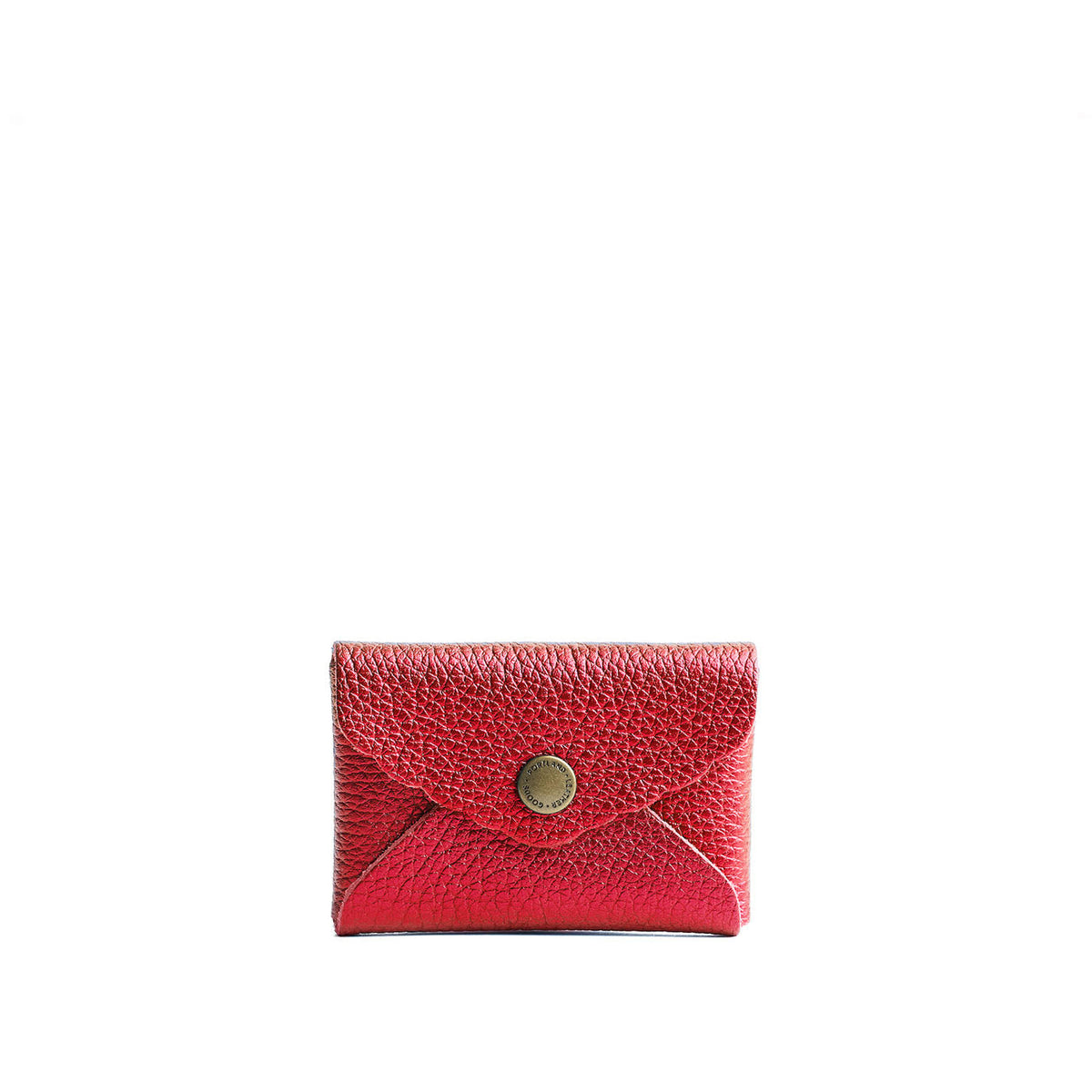 Reba Red | Small leather card wallet with scalloped edge closed