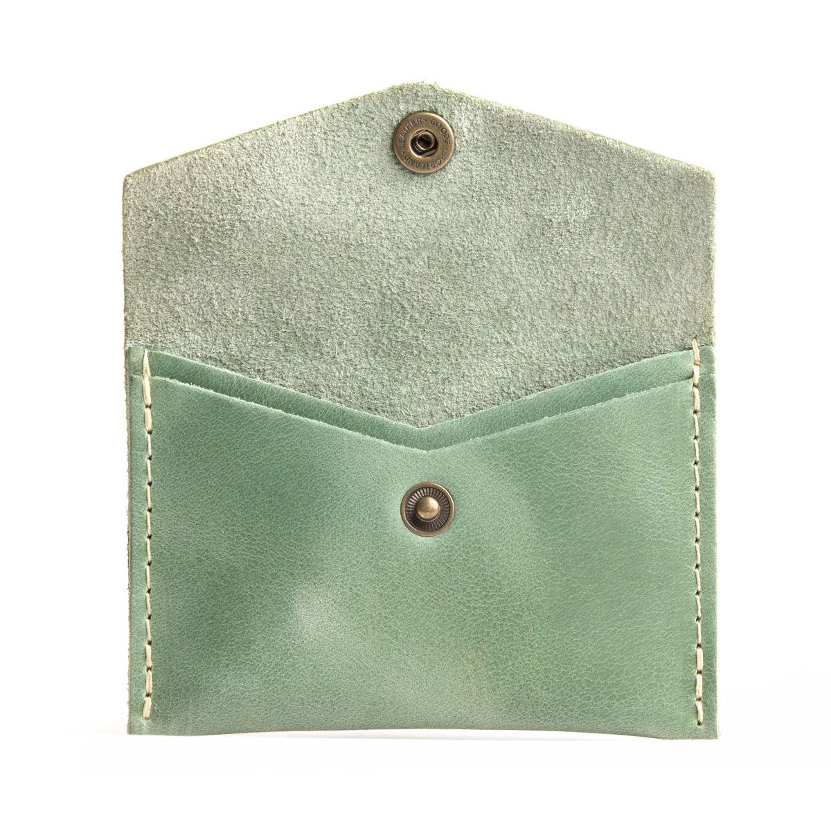 Cucumber | Small leather card wallet with snap closure
