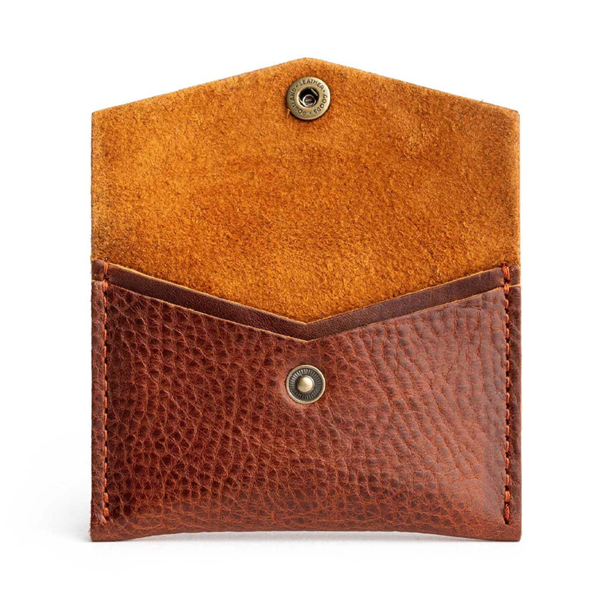 Nutmeg | Small leather envelope card wallet with snap closure