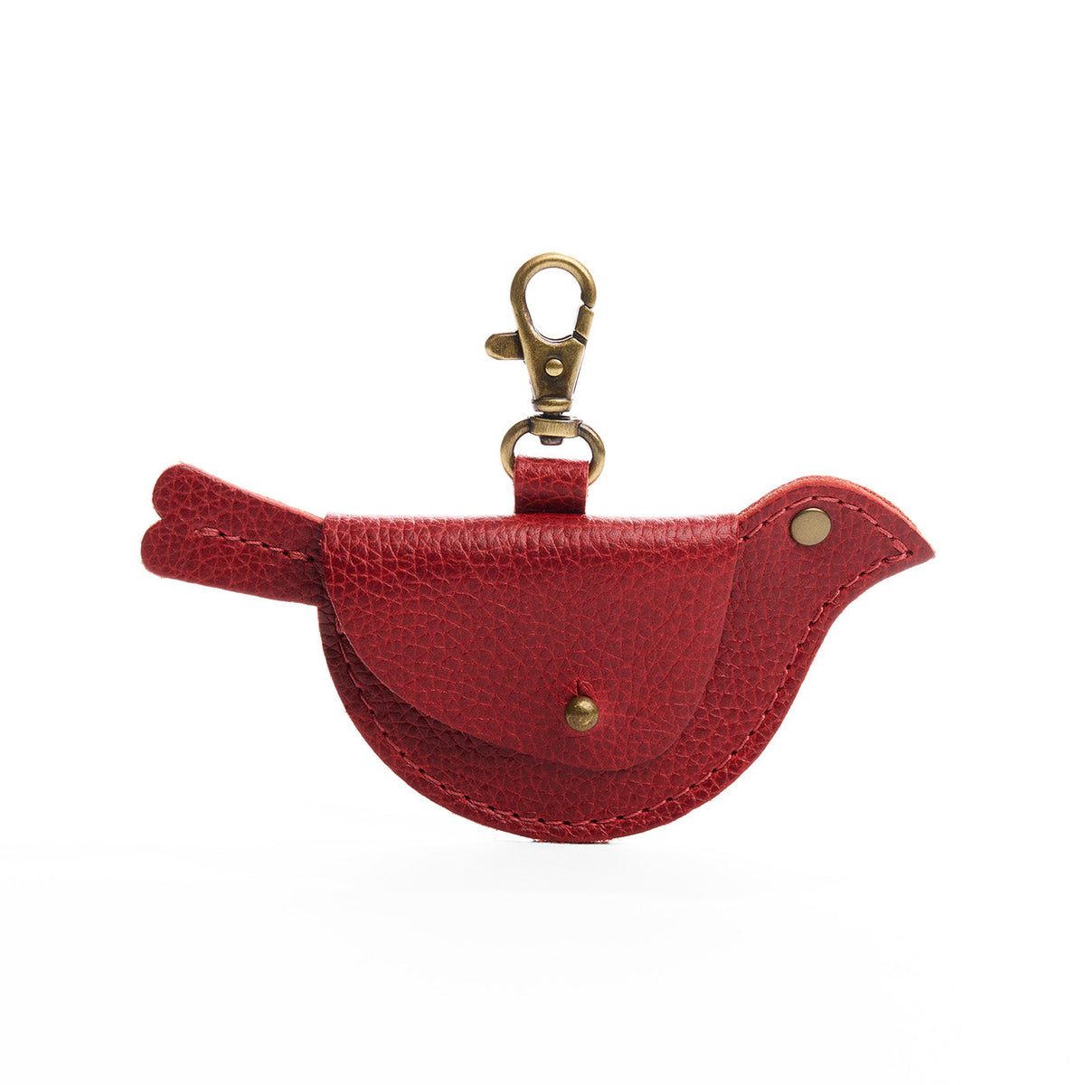 Chili Red | Bird shaped pouch with button closure and lobster clasp