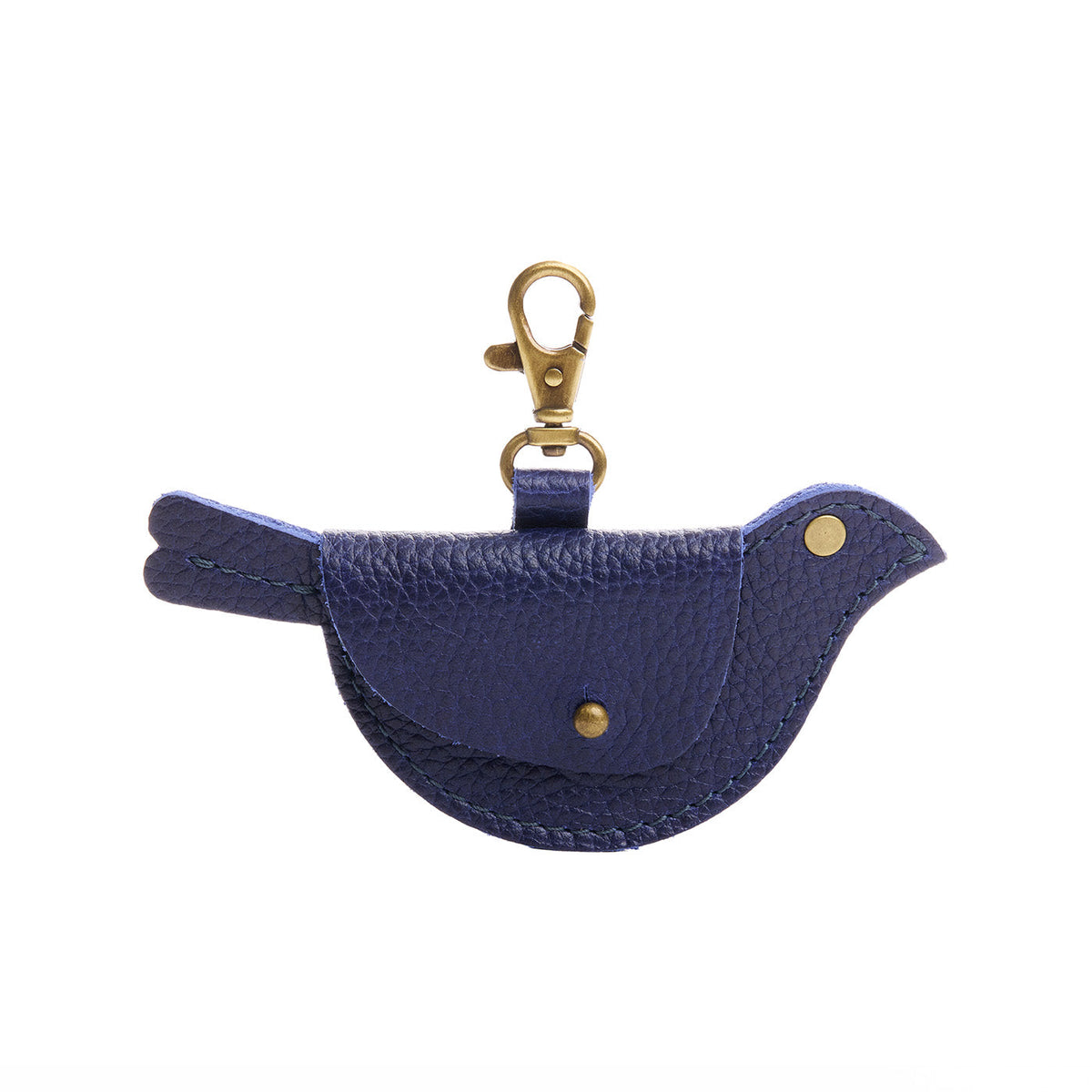 Cobalt | Bird shaped pouch with button closure and lobster clasp
