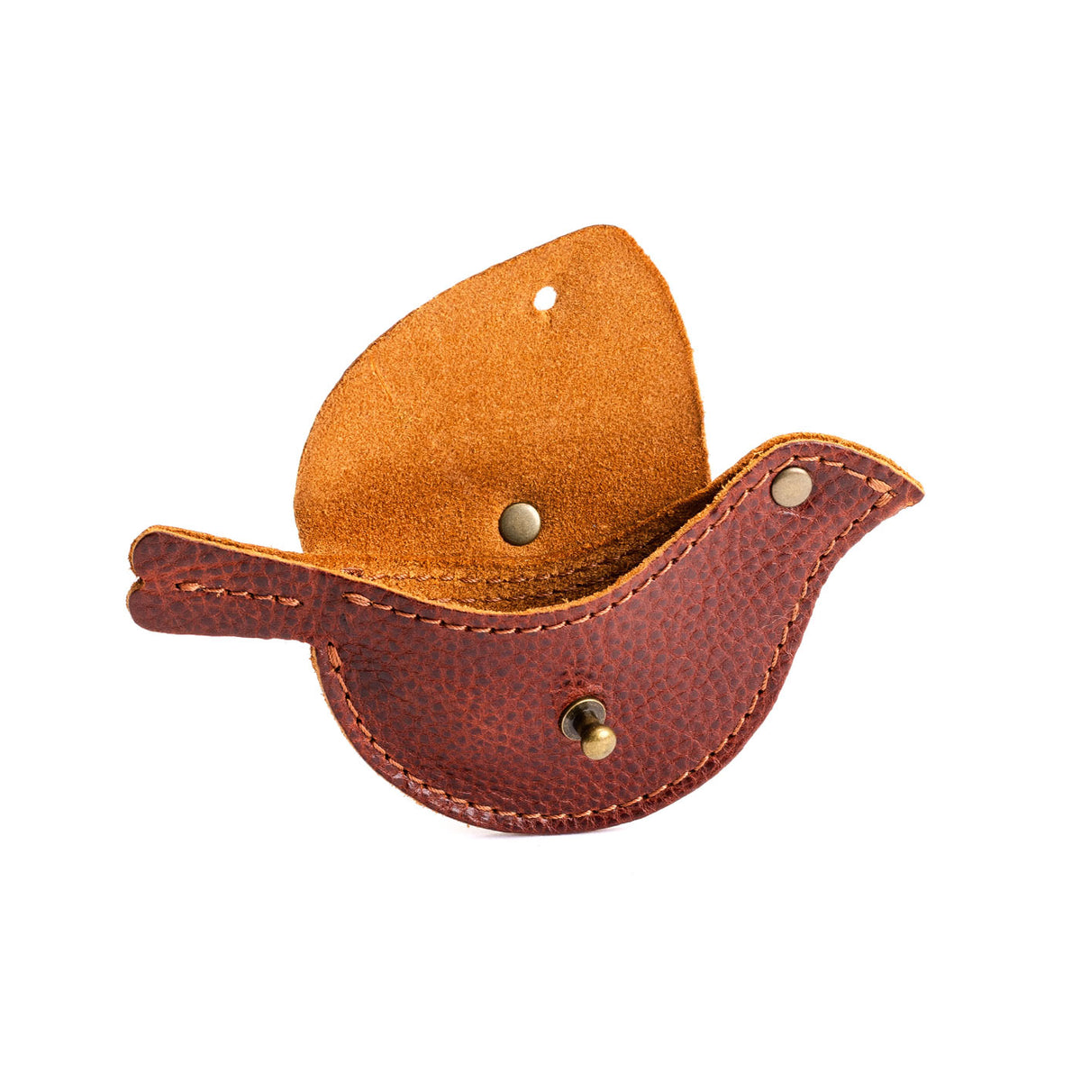 Nutmeg | Bird shaped pouch with button closure and lobster clasp