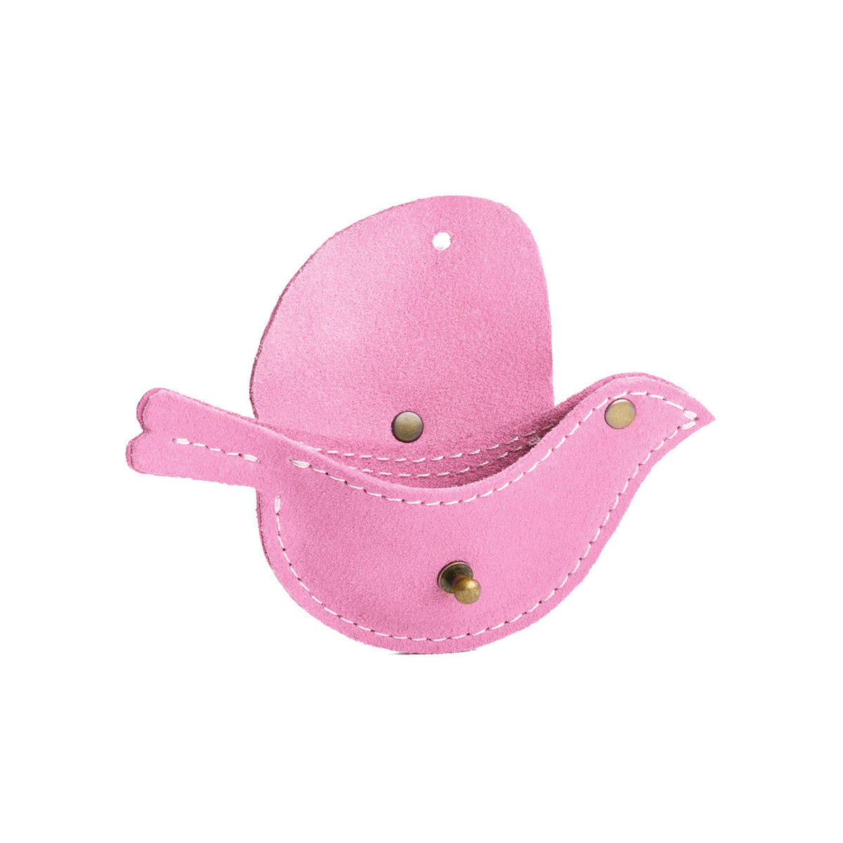 Pink Suede | Bird shaped pouch with button closure and lobster clasp