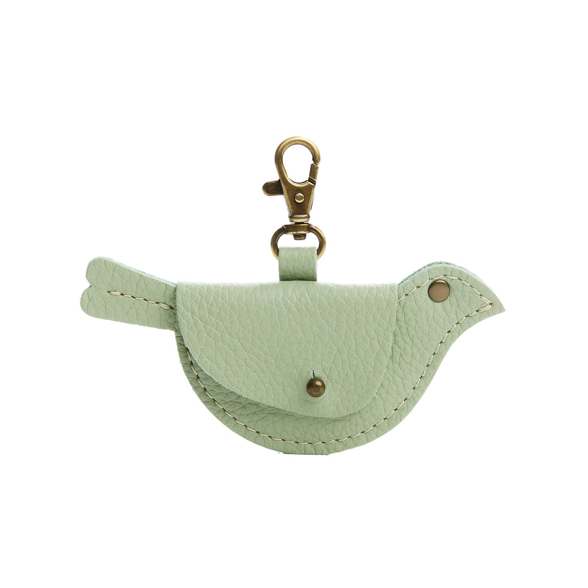 Pistachio | Bird shaped pouch with button closure and lobster clasp