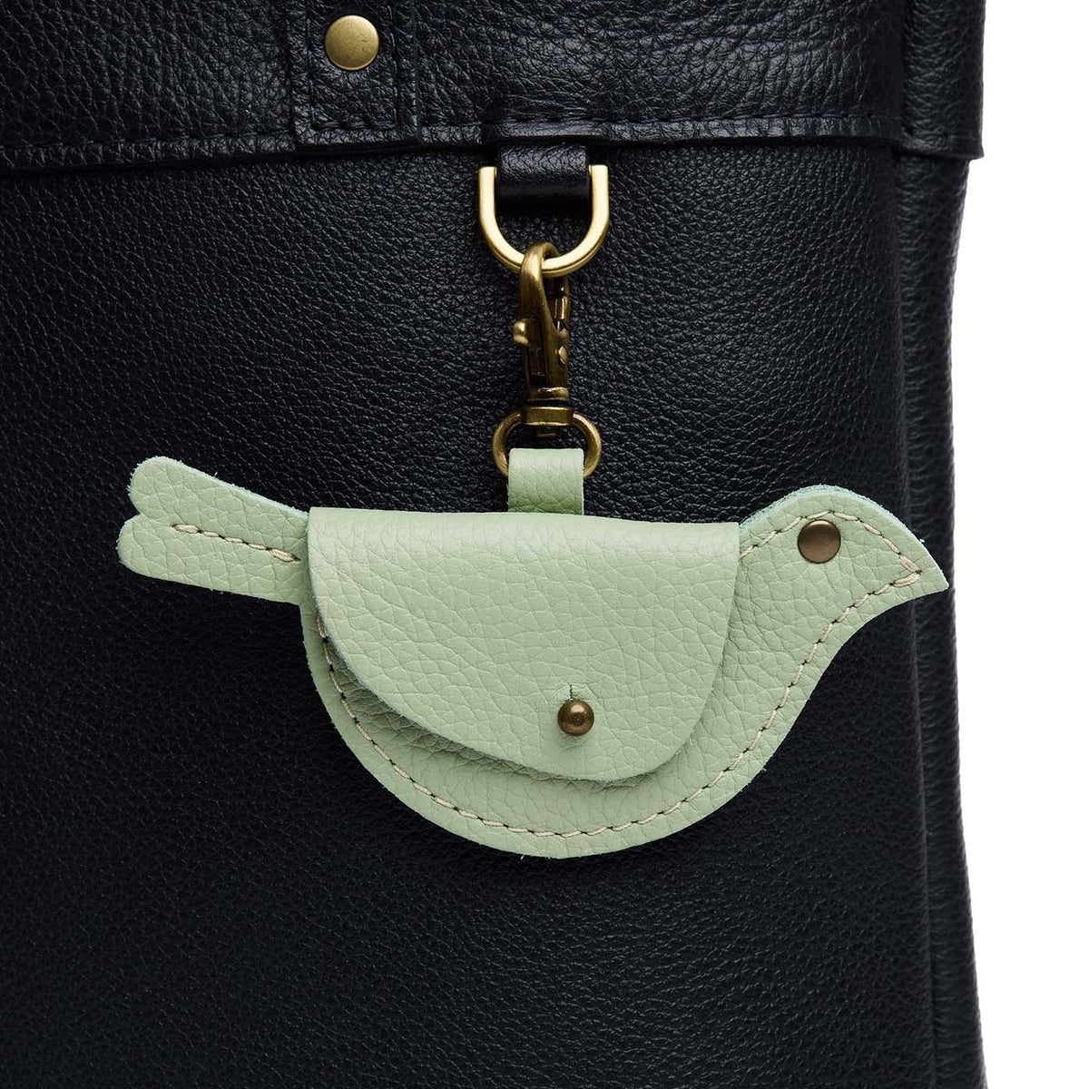 Pistachio | Bird shaped pouch with button closure and lobster clasp