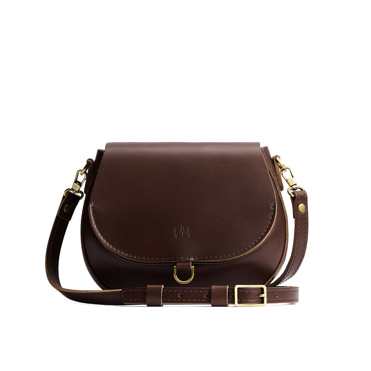 Chocolate Brown*Small | Petite leather Crossbody with a flap and magnetic closure