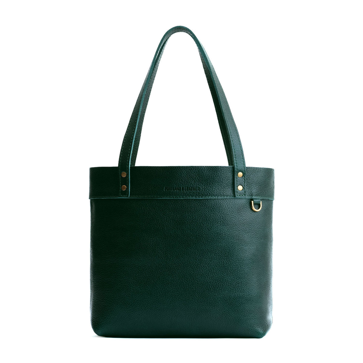 Forest Green*Medium*Classic | Leather tote bag with riveted straps and exterior key loop