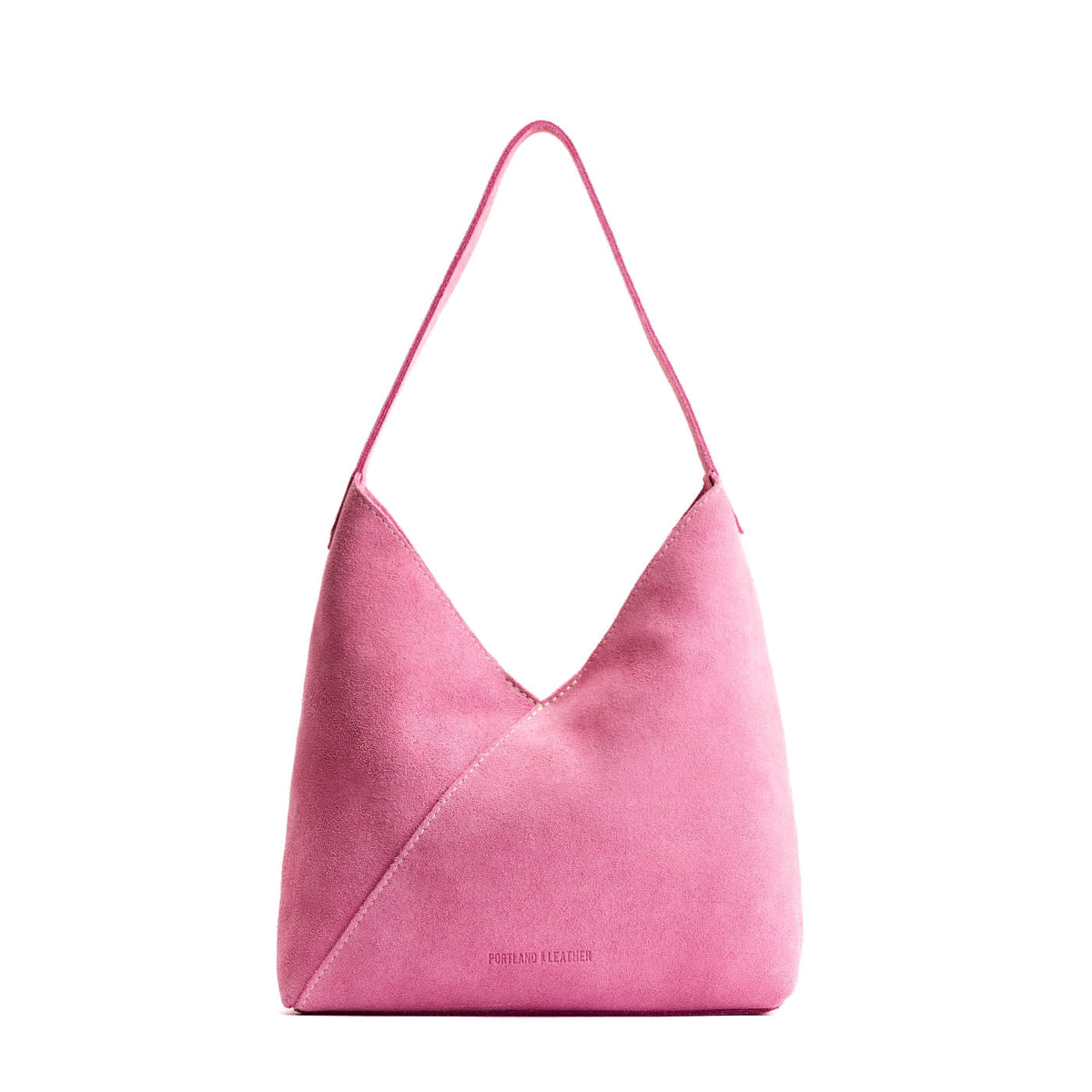 Pink Suede*Large | Mid-size shoulder bag with magnetic snap closure