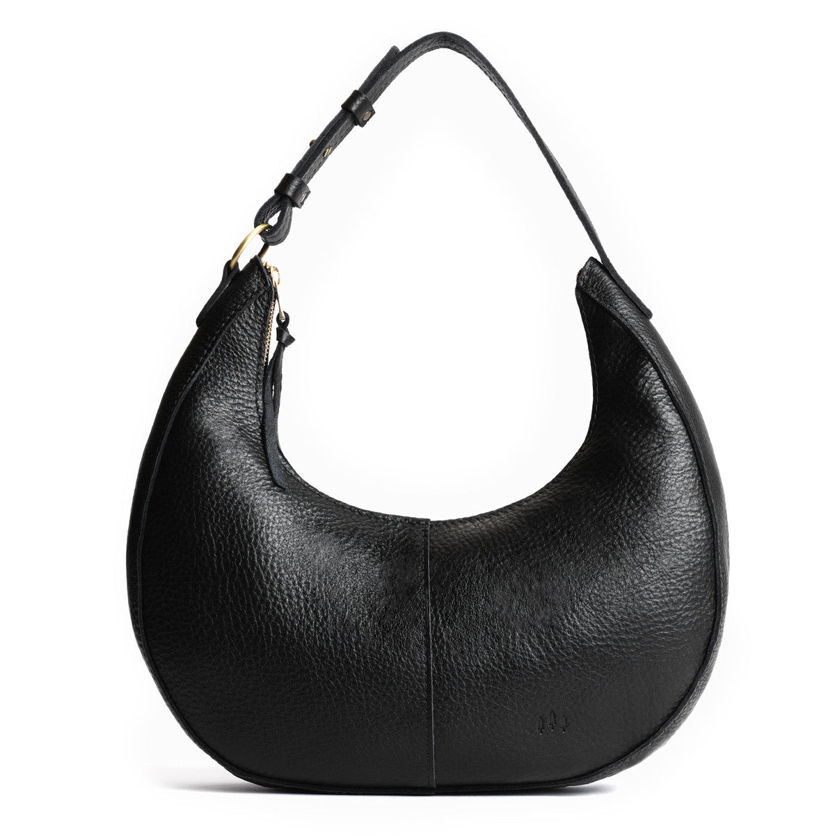 Pebbled--black*Large | Large crescent shaped shoulder bag with zipper closure and adjustable strap