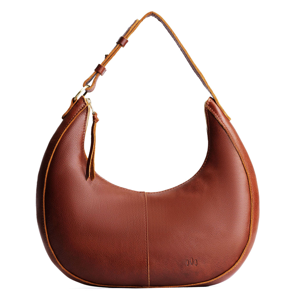 Nutmeg*Large | Large crescent shaped shoulder bag with zipper closure and adjustable strap