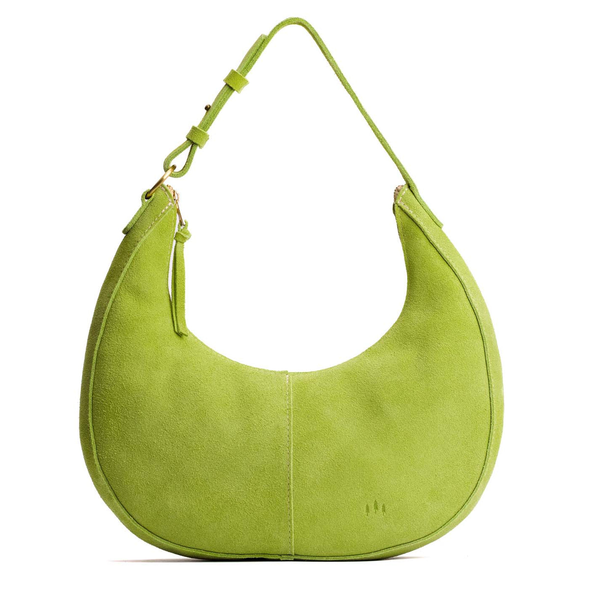 Lime*Large | Crescent shaped shoulder bag with zipper closure and adjustable strap