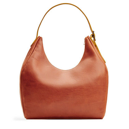Sienna*Oversized | U-shaped, flat-bottomed leather shoulder bag with adjustable strap
