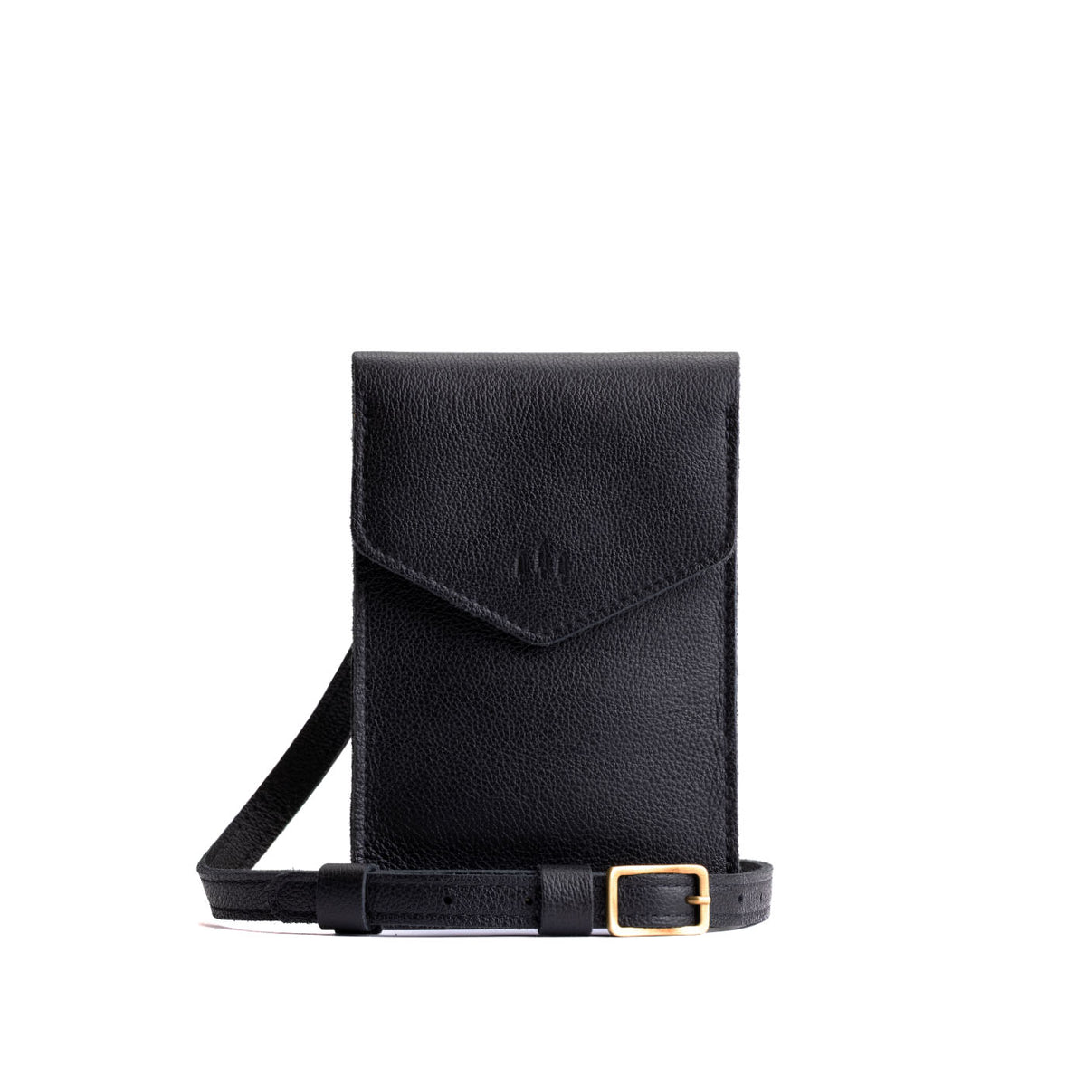 Pebbled--black | Slim, phone-shaped crossbody purse with magnetic closure