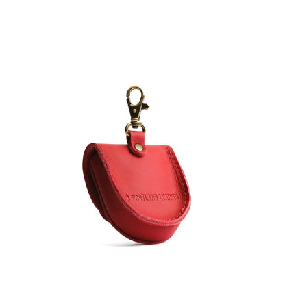 Crimson | U shaped pouch with leather flower applique