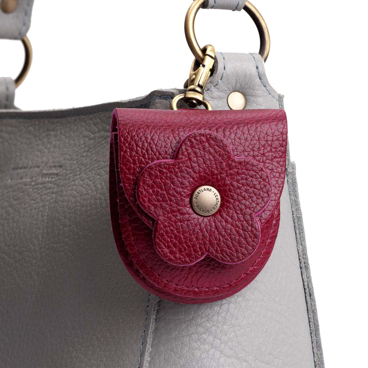 Orchid | U shaped pouch with leather flower applique