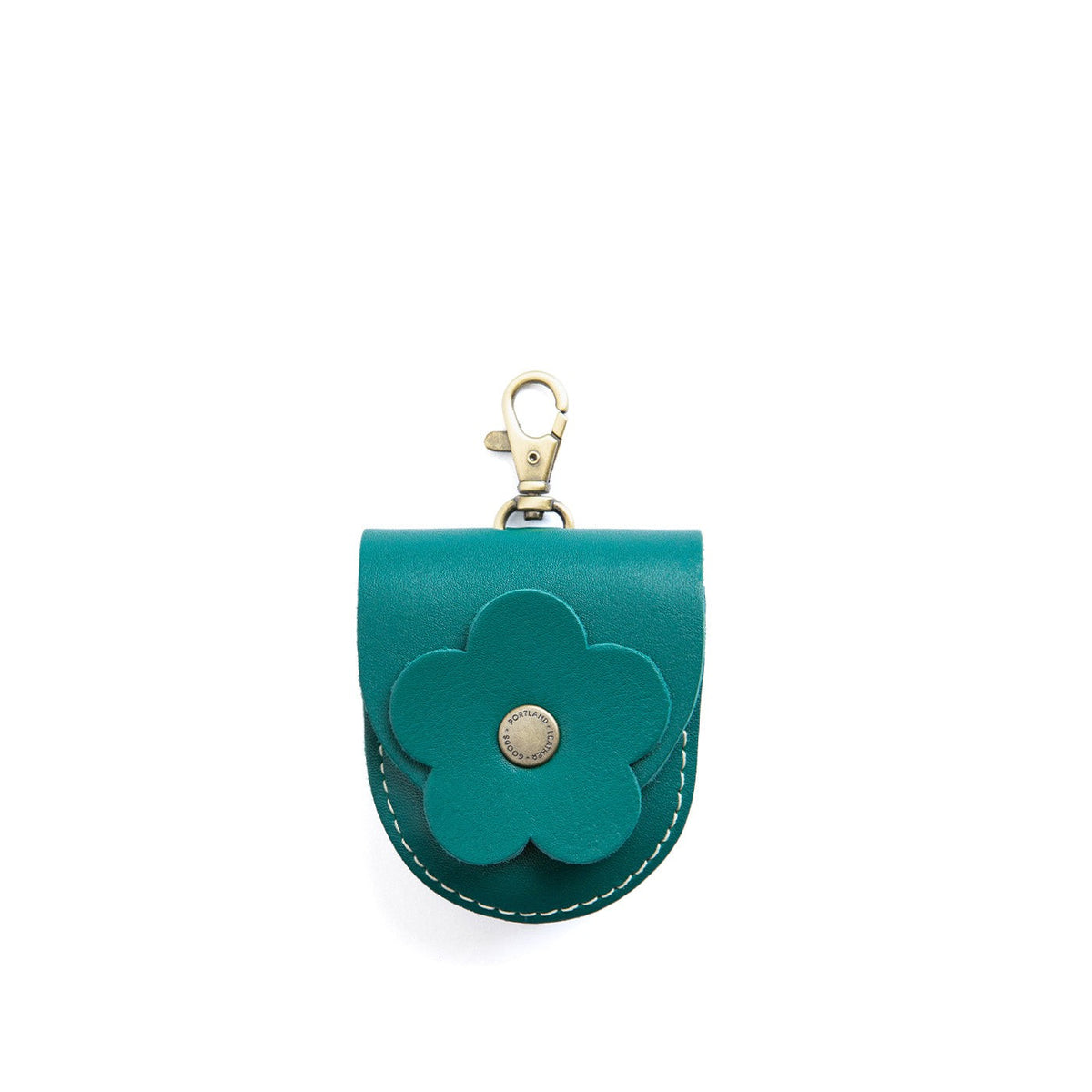 Peacock | U shaped pouch with leather flower applique