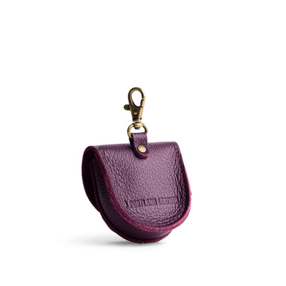 Plum | U shaped pouch with leather flower applique