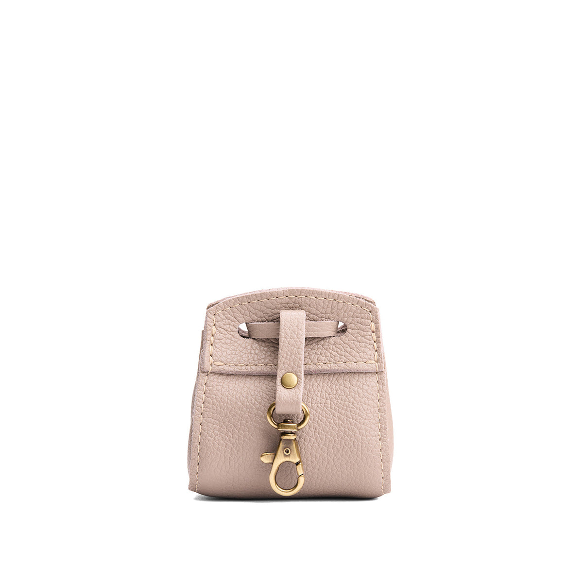 Oatmilk | Small leather pouch with leather drawstring closure and lobster claw clasp