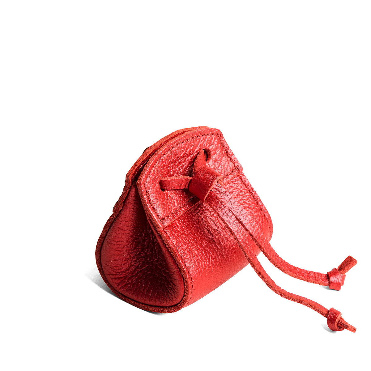 Reba Red | Small leather pouch with leather drawstring closure and lobster claw clasp