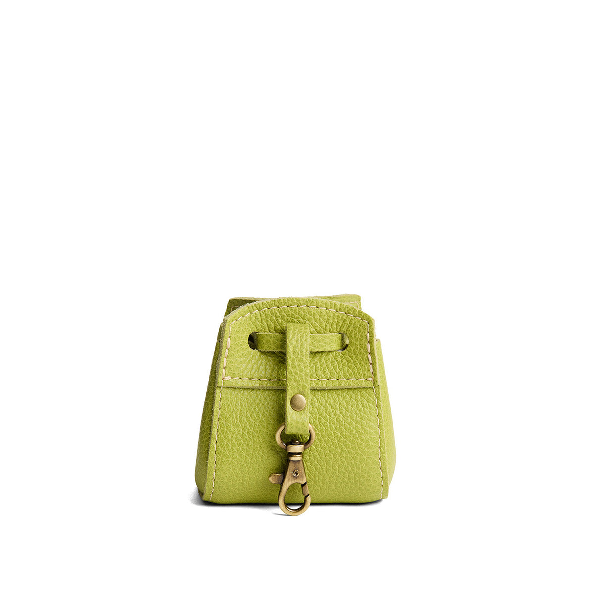 Wasabi | Small leather pouch with leather drawstring closure and lobster claw clasp