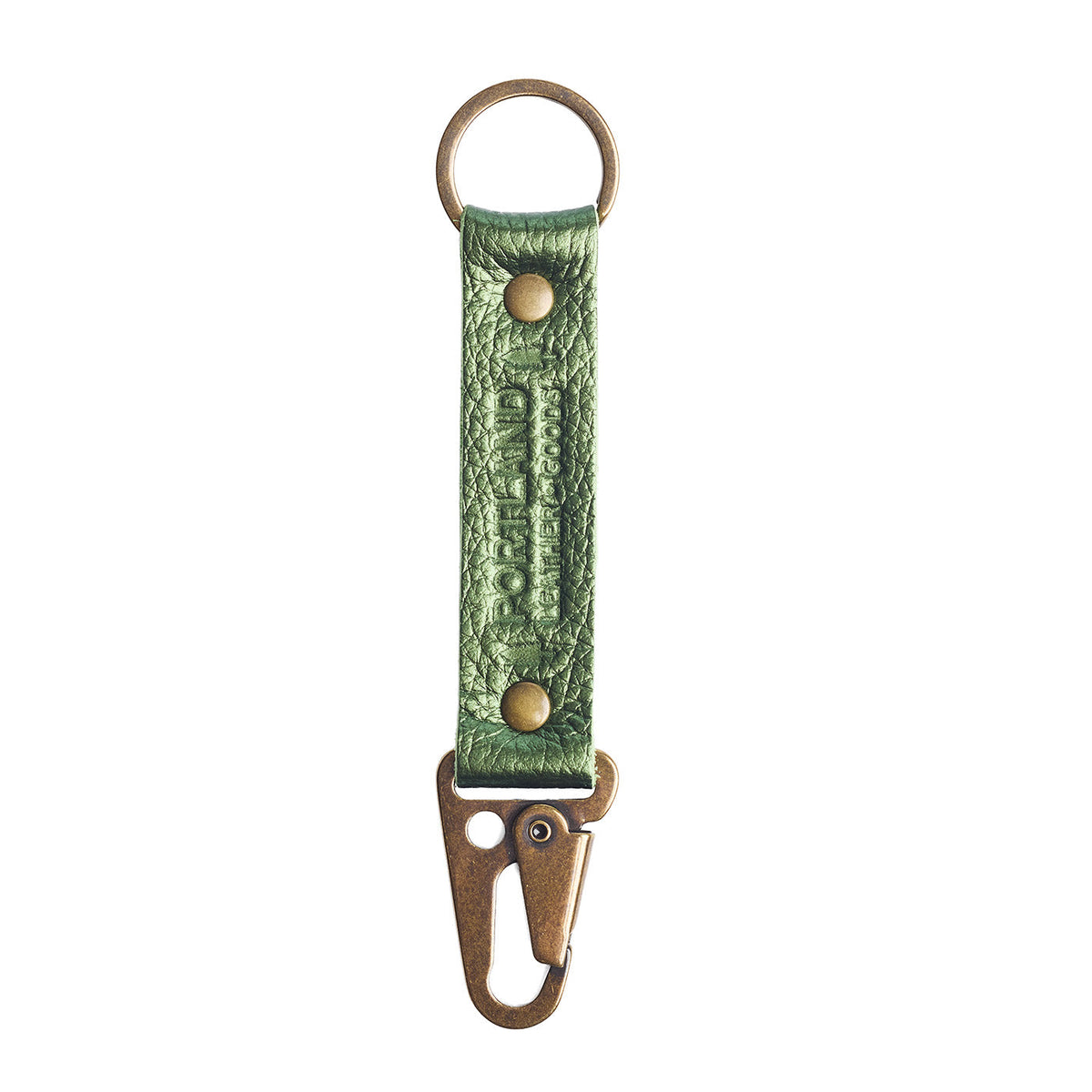 Metallic Greench*Long | leather logo branded keychain